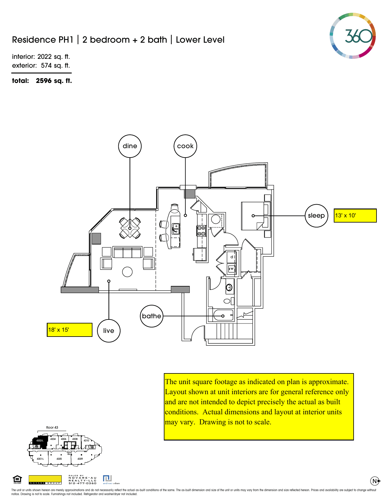 360 Condominiums PH1 floor plan - 2 bed, 2022 SF
