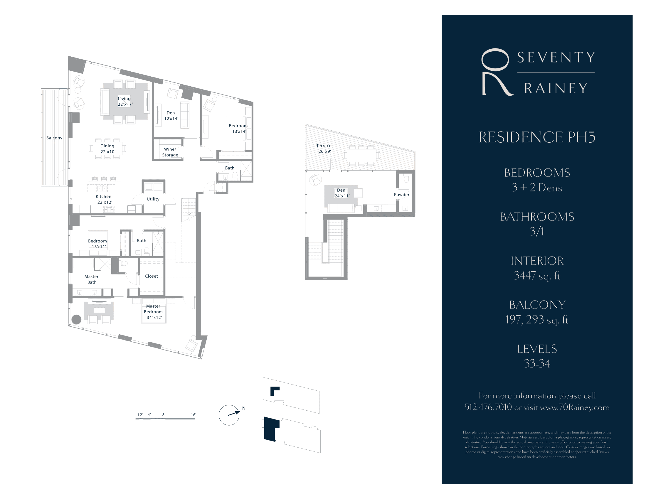 70 Rainey PH5 floor plan - 3 bed, 3447 SF