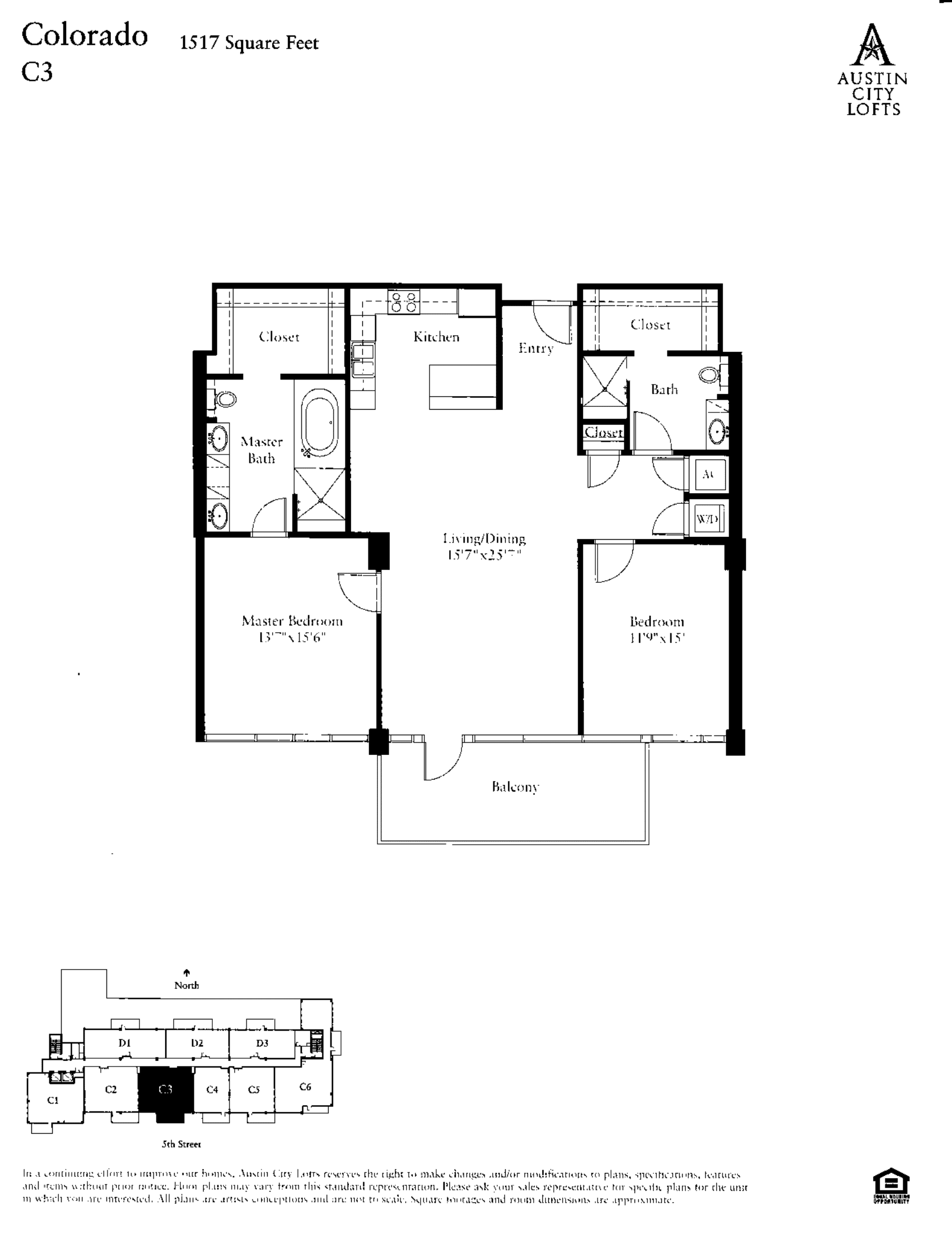 Austin City Lofts C3 – COLORADO floor plan - 2 bed, 1517 SF