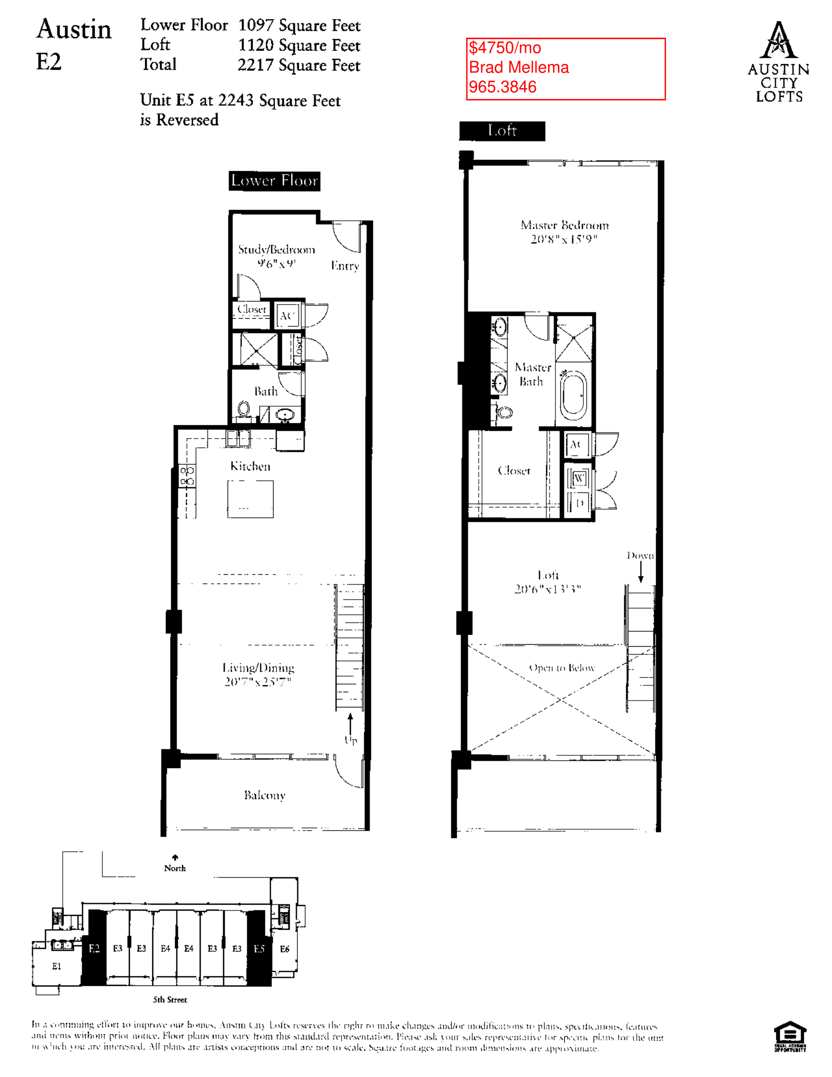 E2 – AUSTIN floor plan — 2 bed, 2217 SF