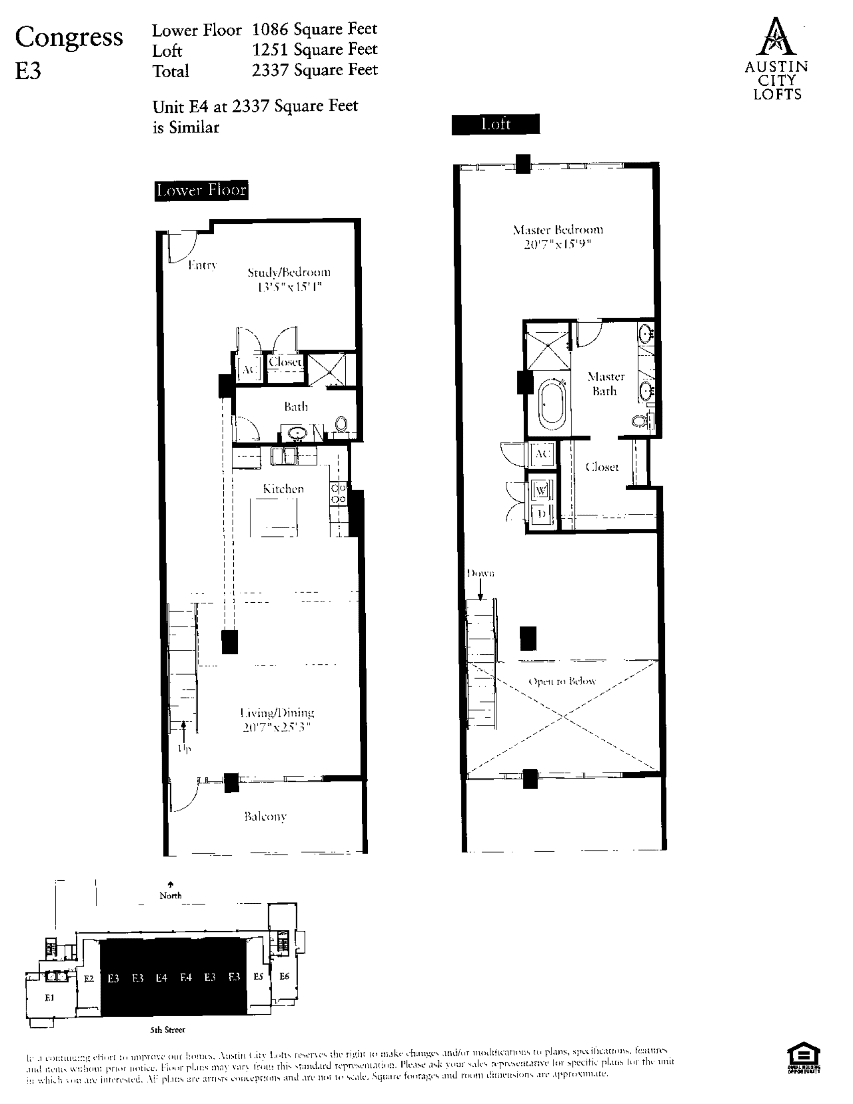 E3 – CONGRESS floor plan — 2 bed, 2337 SF