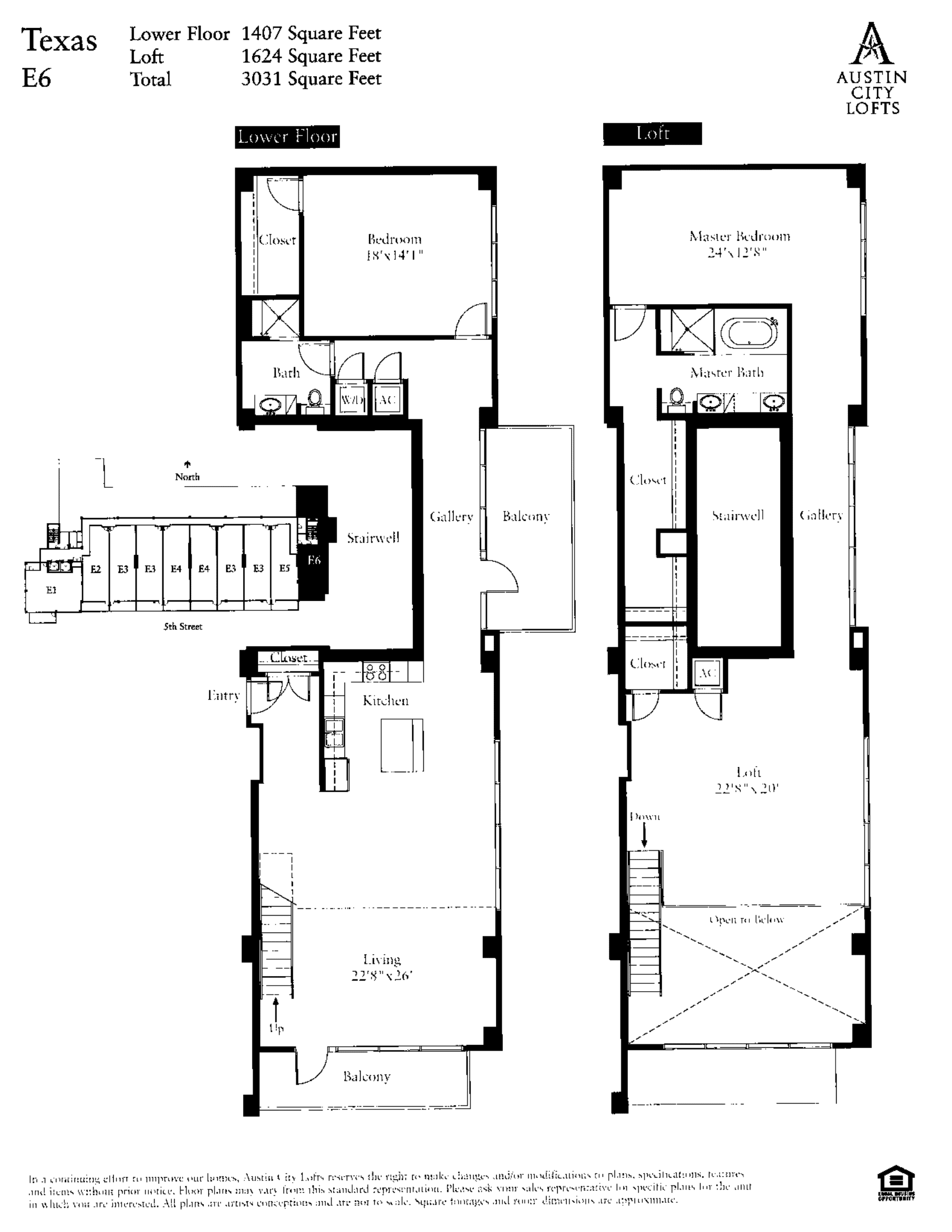 Austin City Lofts E6 – TEXAS floor plan - 2 bed, 3031 SF