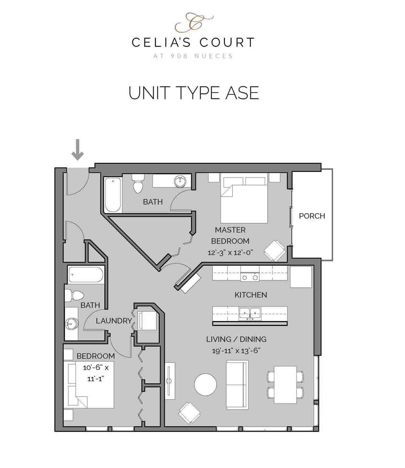 Celia's Court ASE floor plan - 2 bed, 1167 SF