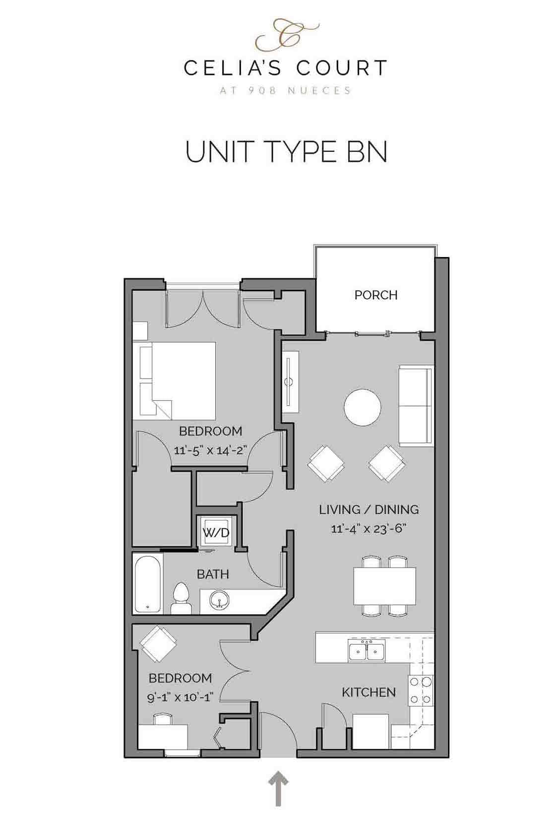 Celia's Court BN floor plan - 2 bed, 927 SF