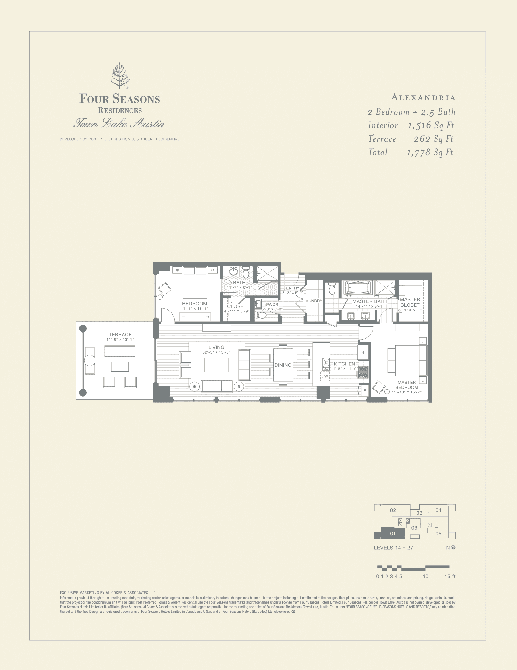 Four Seasons Residences ALEXANDRIA floor plan - 2 bed, 1778 SF