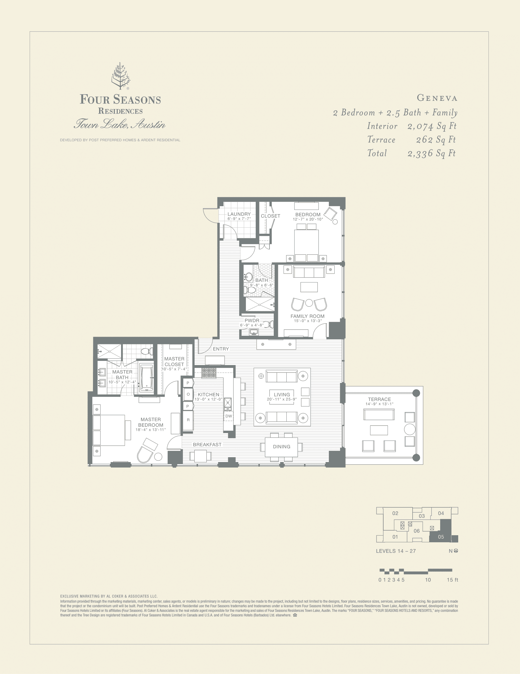 Four Seasons Residences GENEVA floor plan - 2 bed, 2336 SF