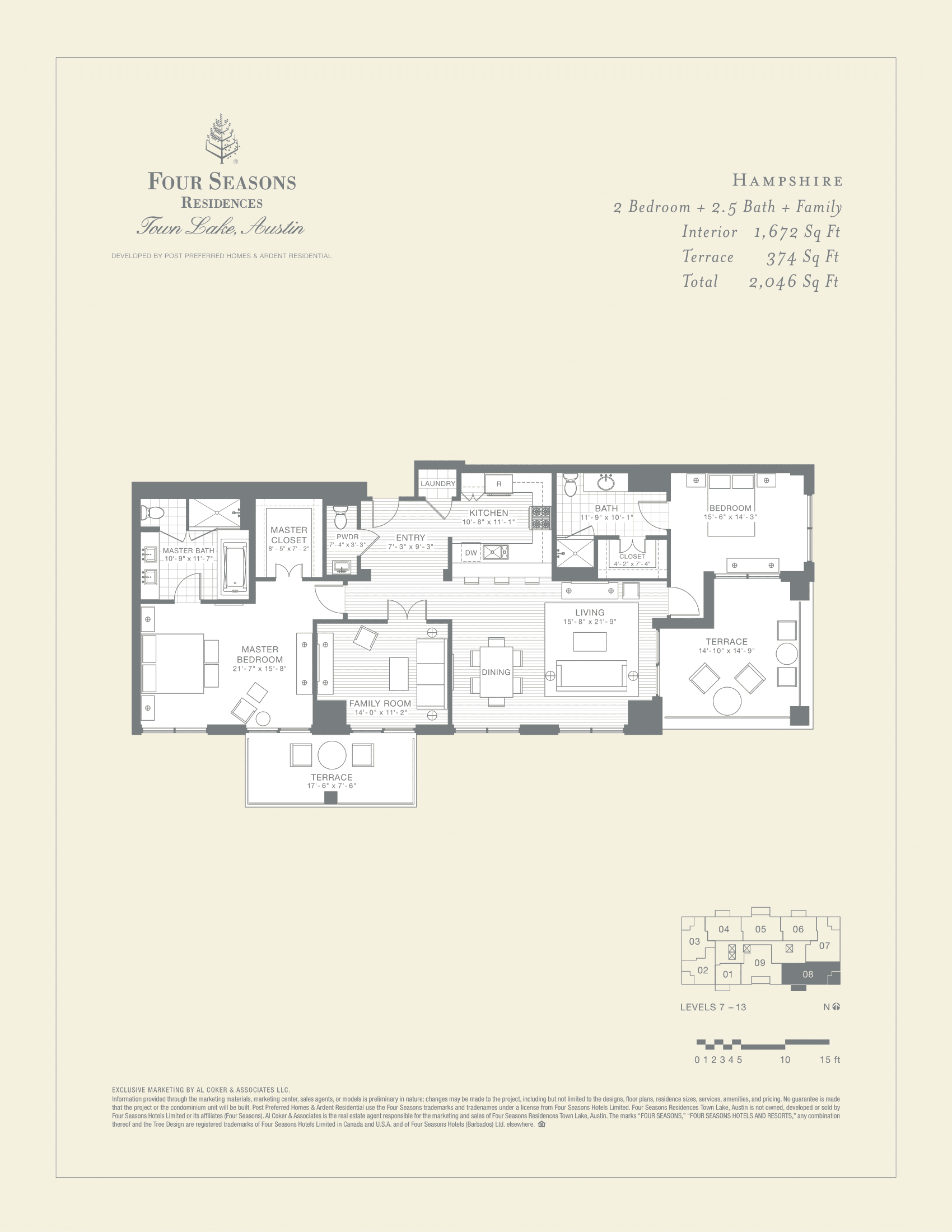 Four Seasons Residences HAMPSHIRE floor plan - 2 bed, 2046 SF