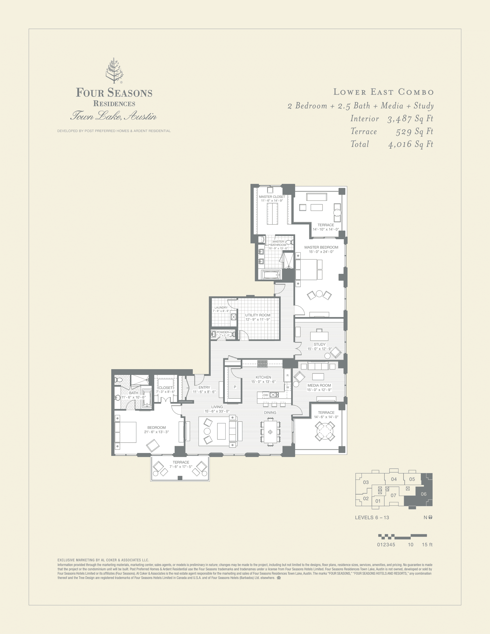 Four Seasons Residences LOWER EAST COMBO floor plan - 2 bed, 4 SF