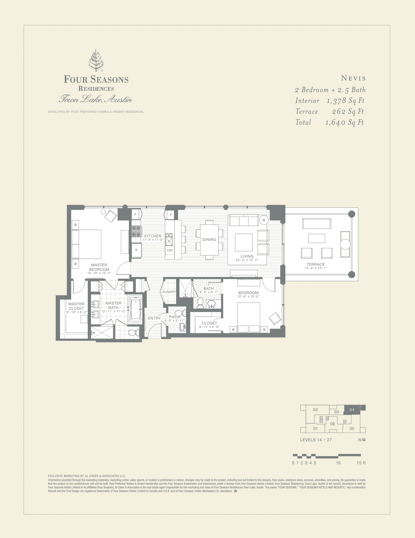 Four Seasons Residences NEVIS floor plan - 2 bed, 1640 SF