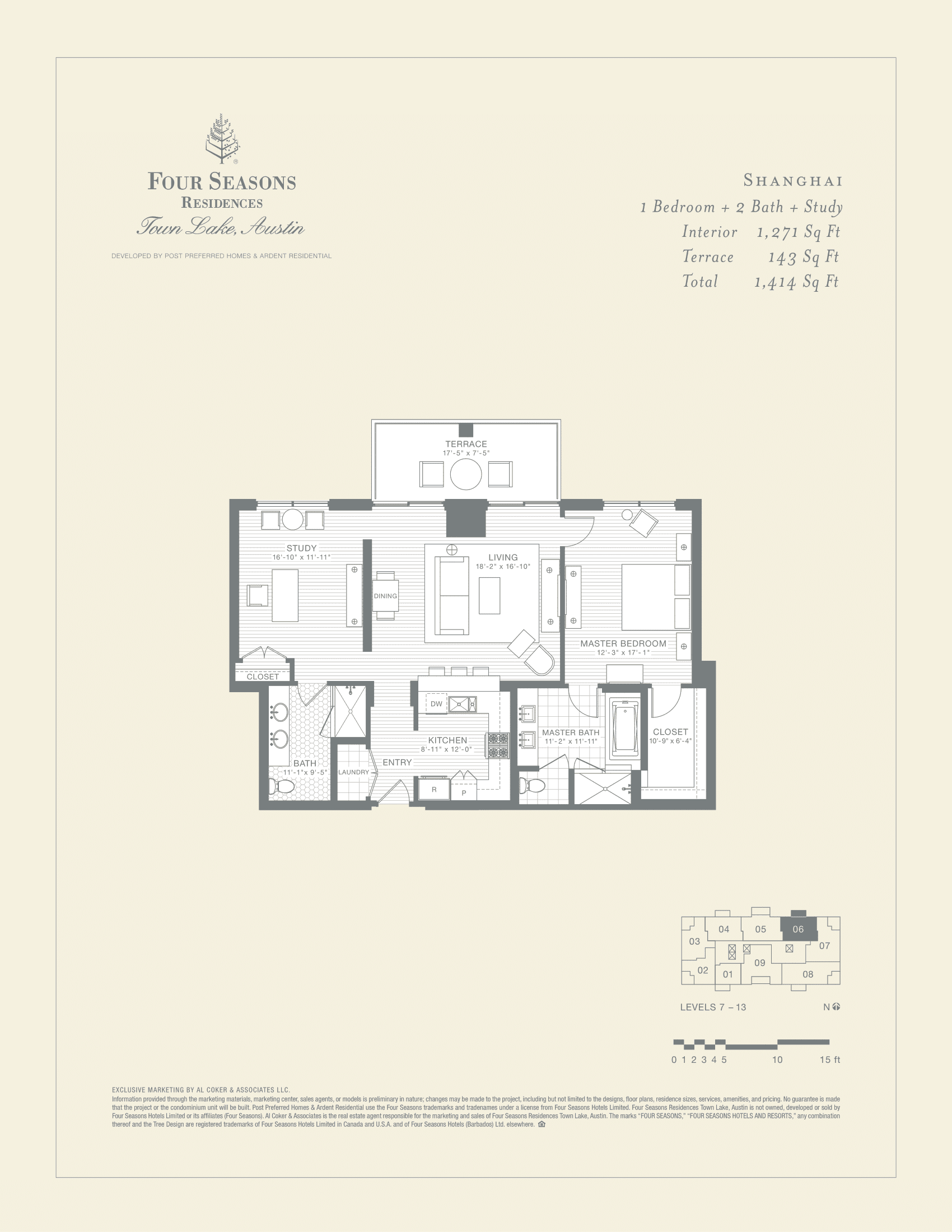 Four Seasons Residences SHANGHAI floor plan - 1 bed, 1414 SF