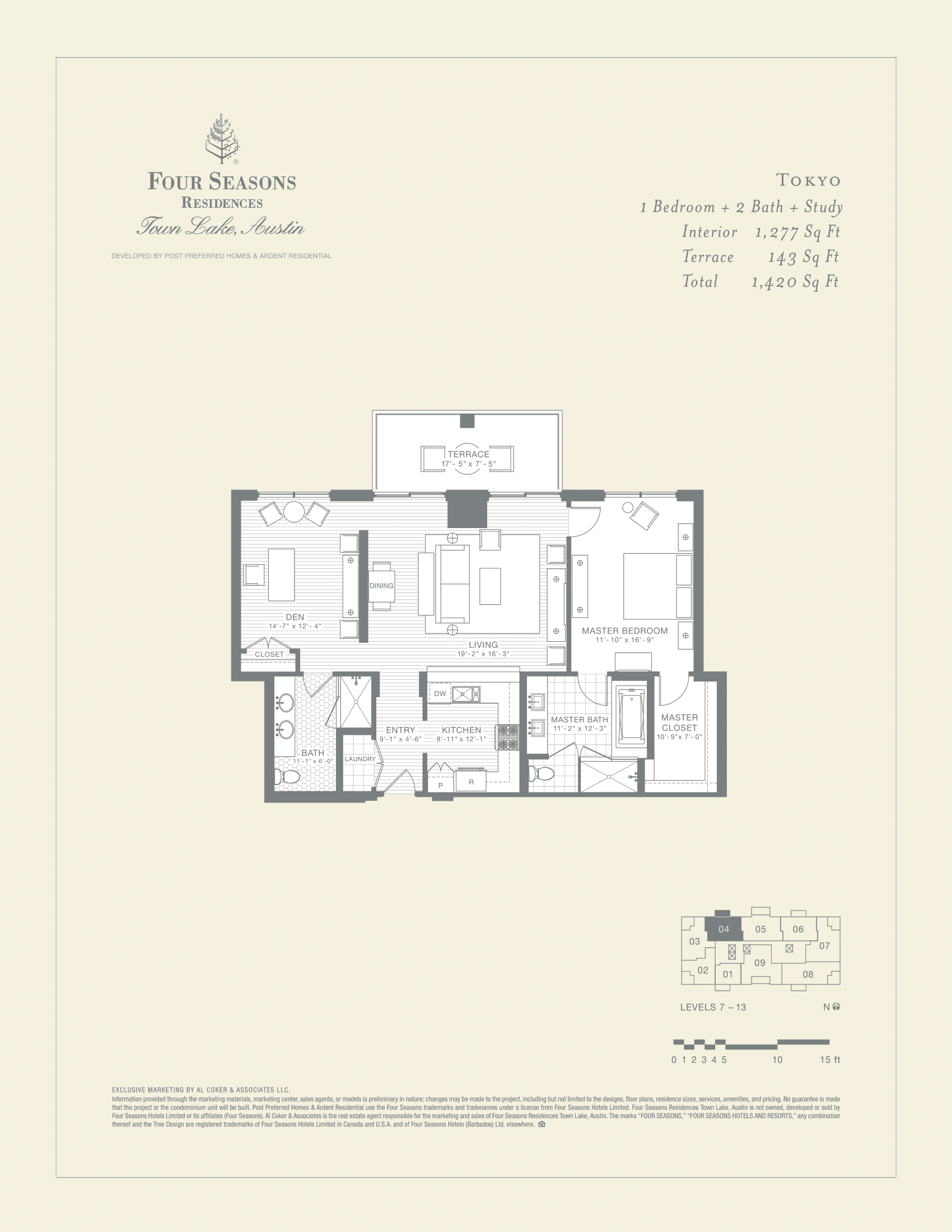 Four Seasons Residences TOKYO floor plan - 1 bed, 1420 SF