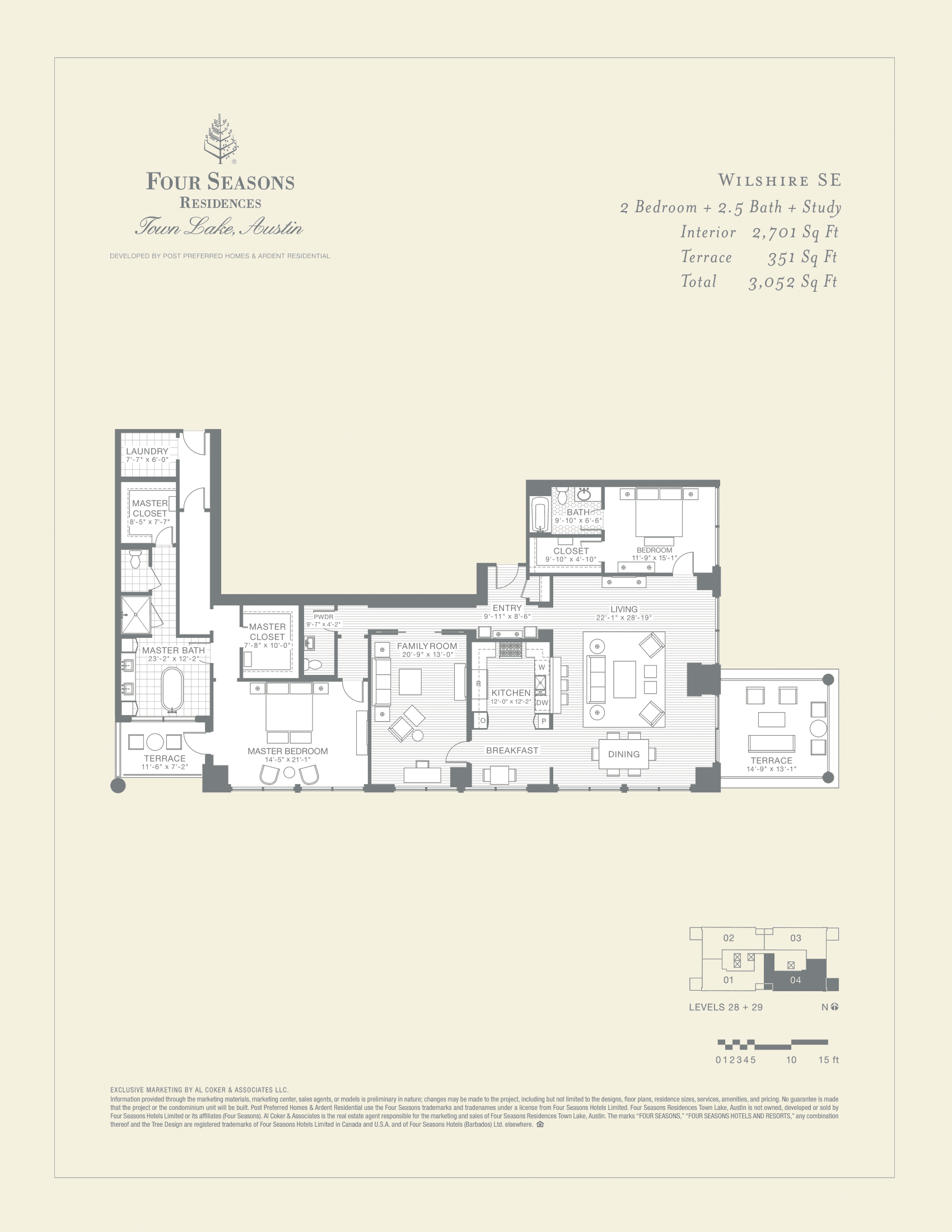 Four Seasons Residences WILSHIRE SE floor plan - 2 bed, 3052 SF