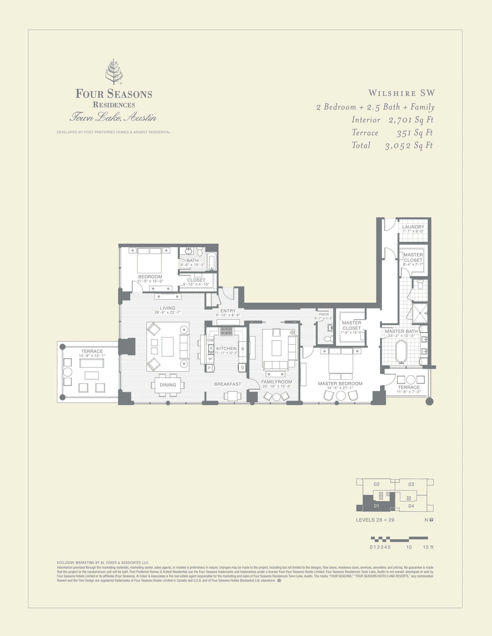 Four Seasons Residences WILSHIRE SW floor plan - 2 bed, 3052 SF