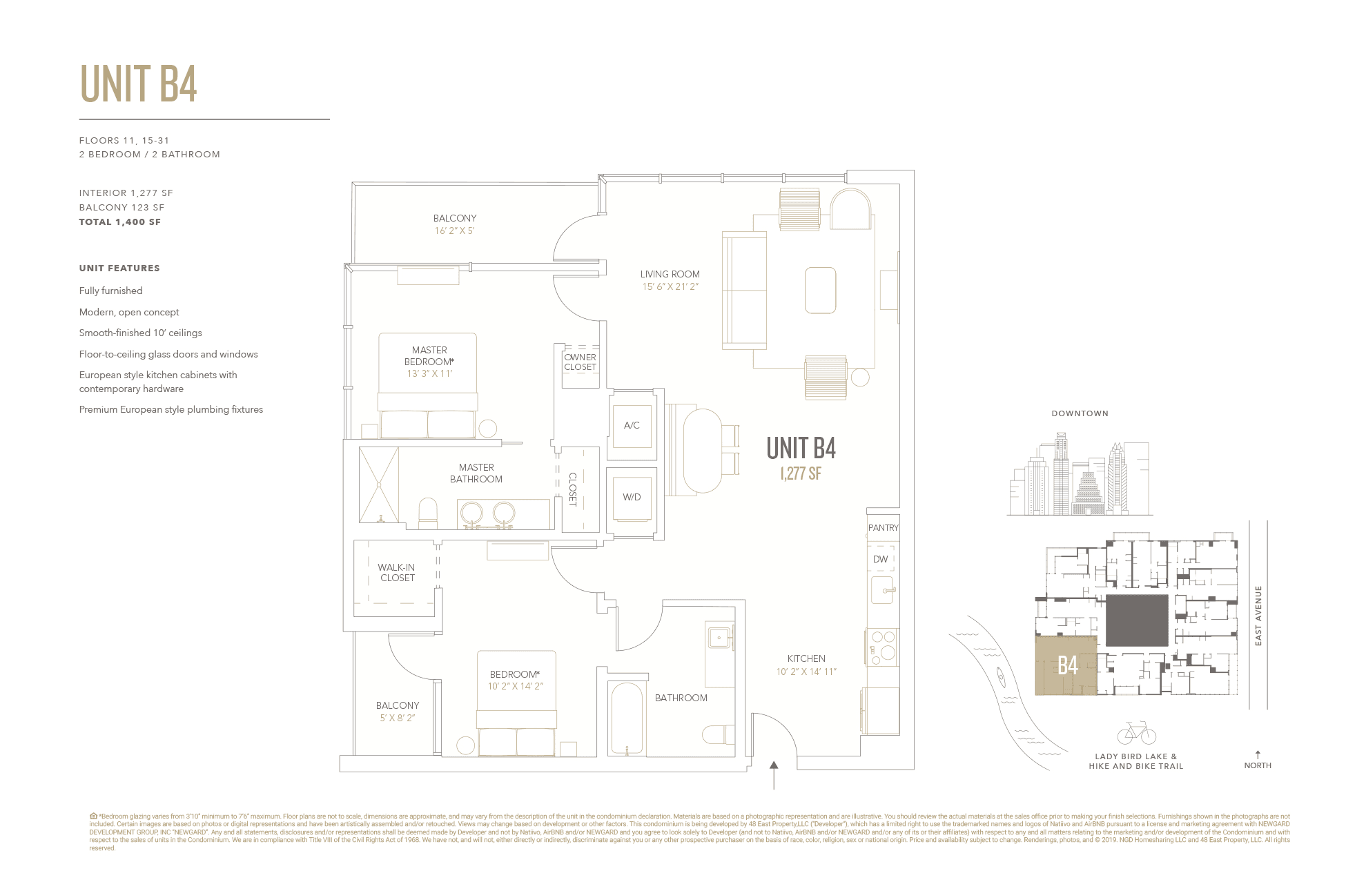 Natiivo B4 floor plan - 2 bed, 1277 SF