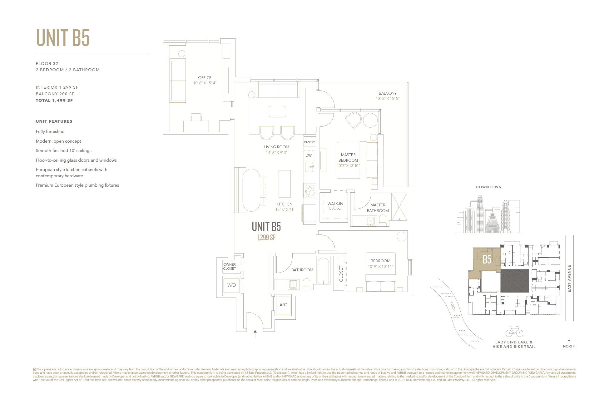 Natiivo B5 floor plan - 2 bed, 1299 SF