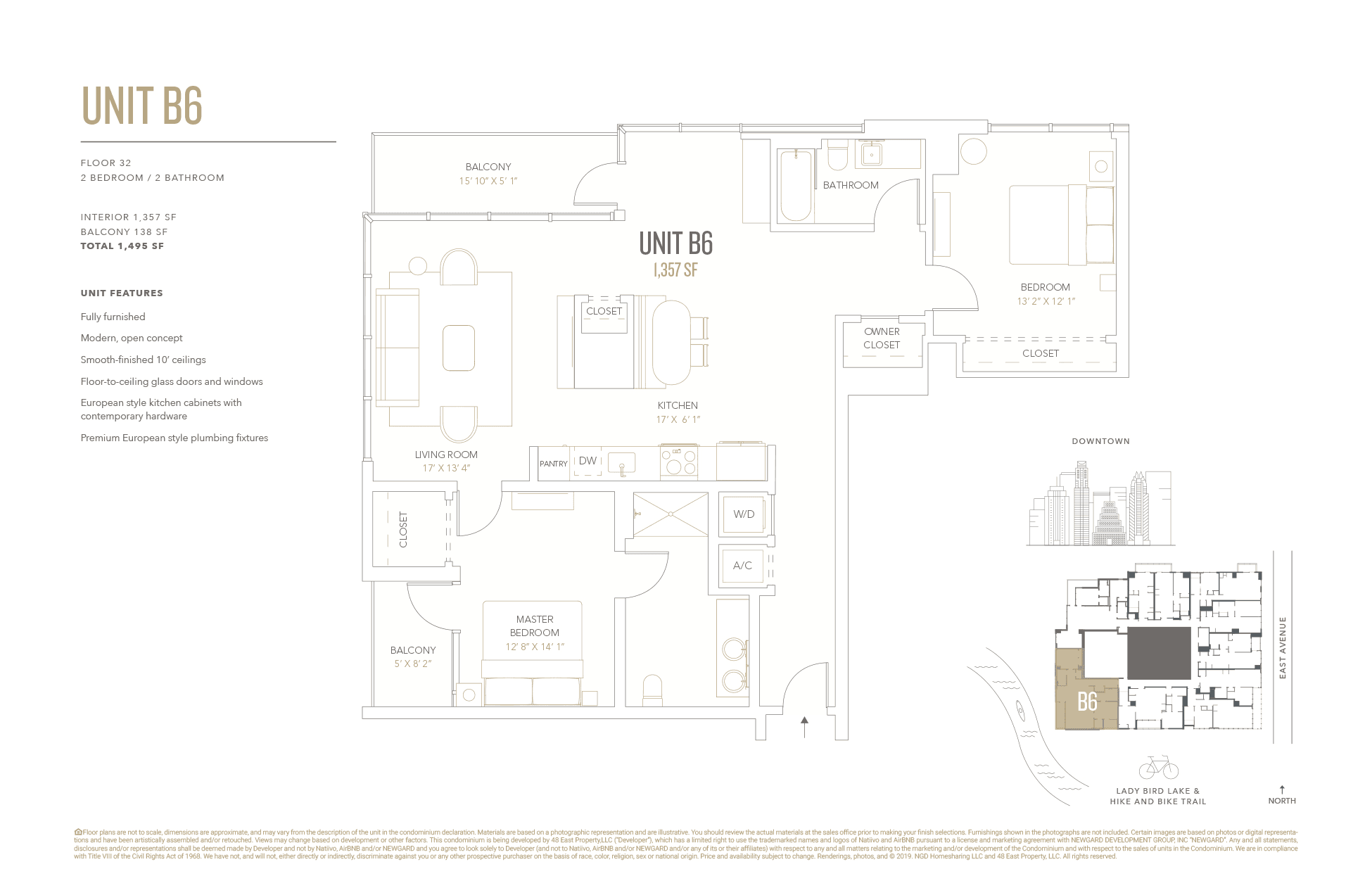 Natiivo B6 floor plan - 2 bed, 1357 SF