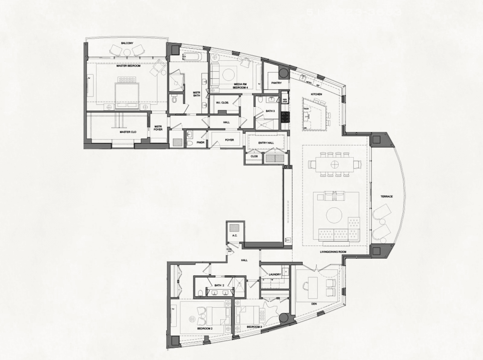 The Austonian PH-52CD floor plan - 4 bed, 3762 SF