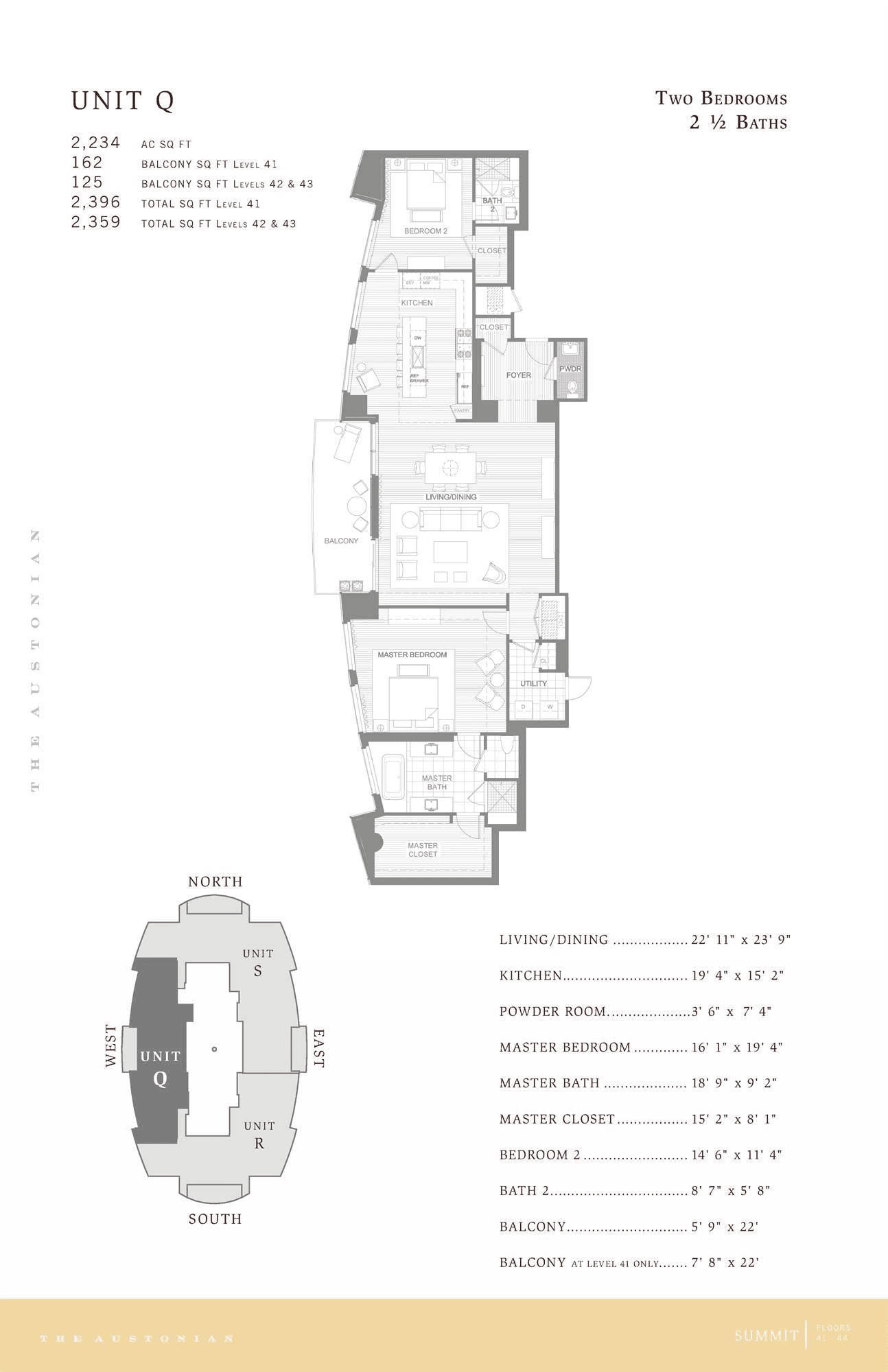 The Austonian UNIT Q floor plan - 2 bed, 2234 SF