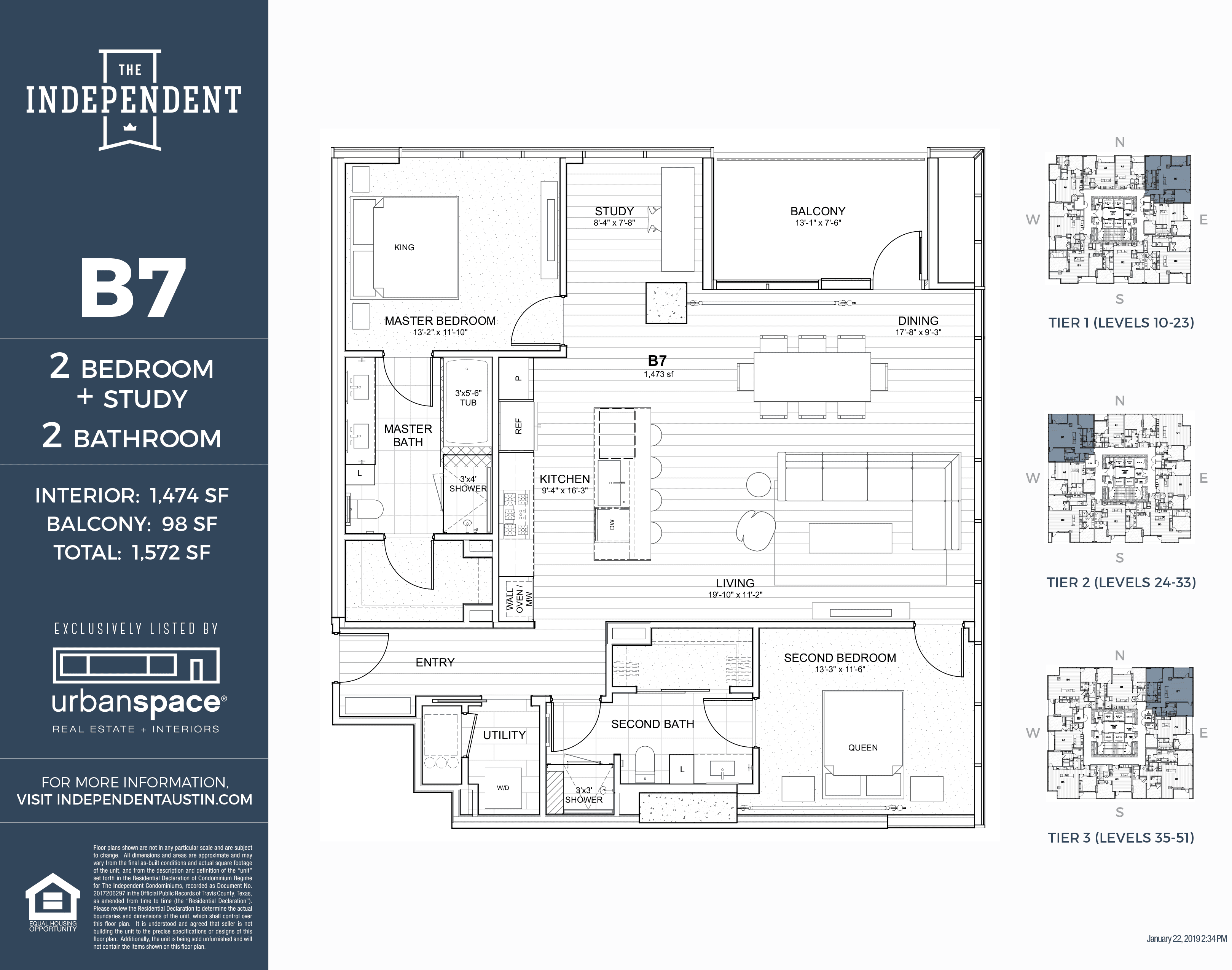 The Independent B7 floor plan - 2 bed, 1474 SF