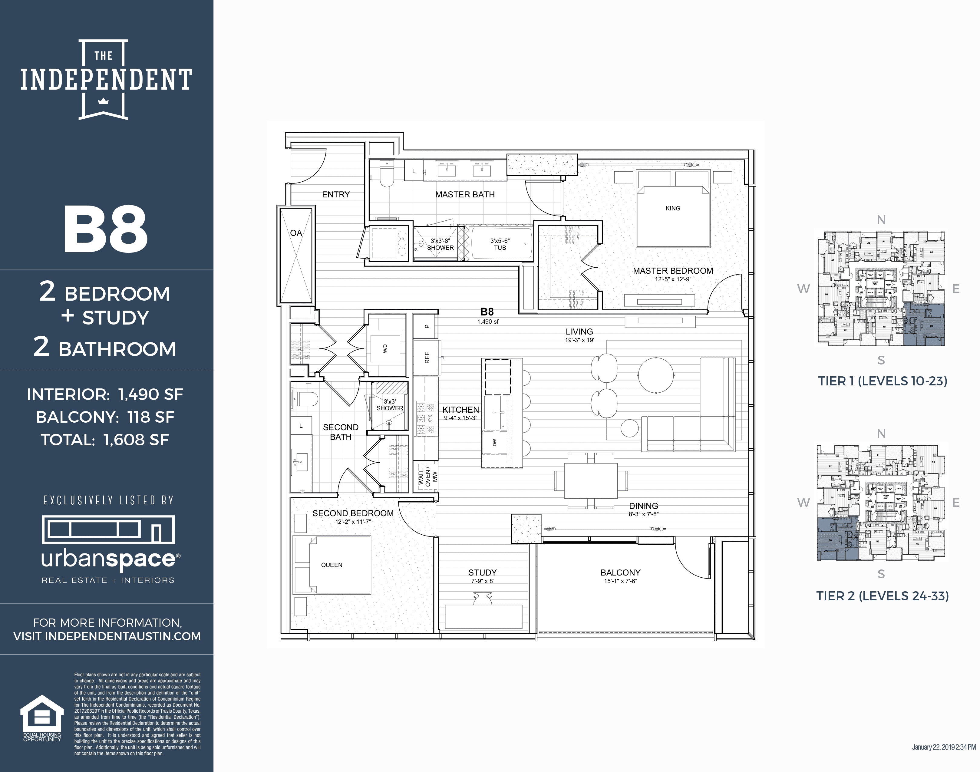 The Independent B8 floor plan - 2 bed, 1490 SF