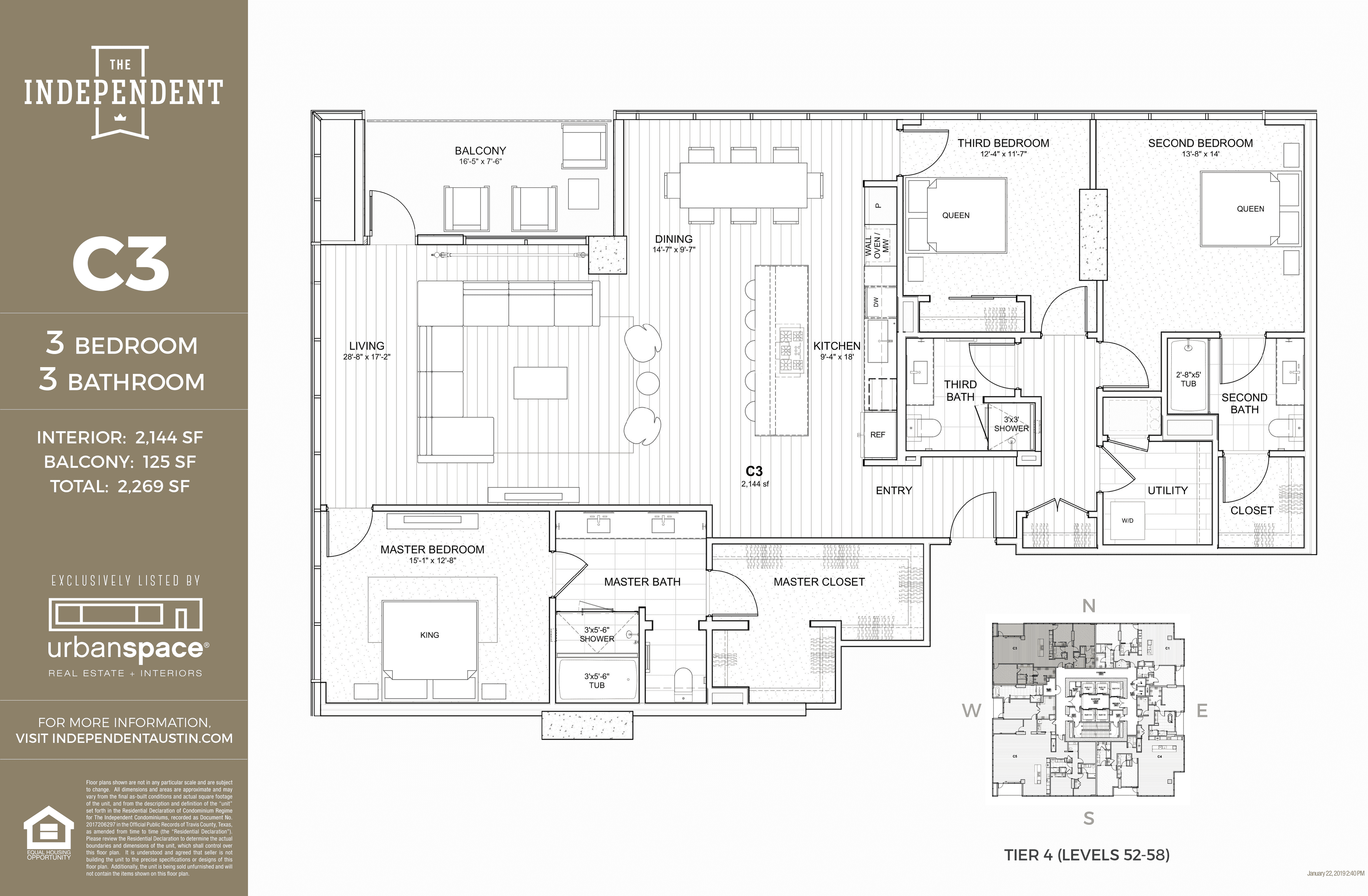 The Independent C3 floor plan - 3 bed, 2144 SF