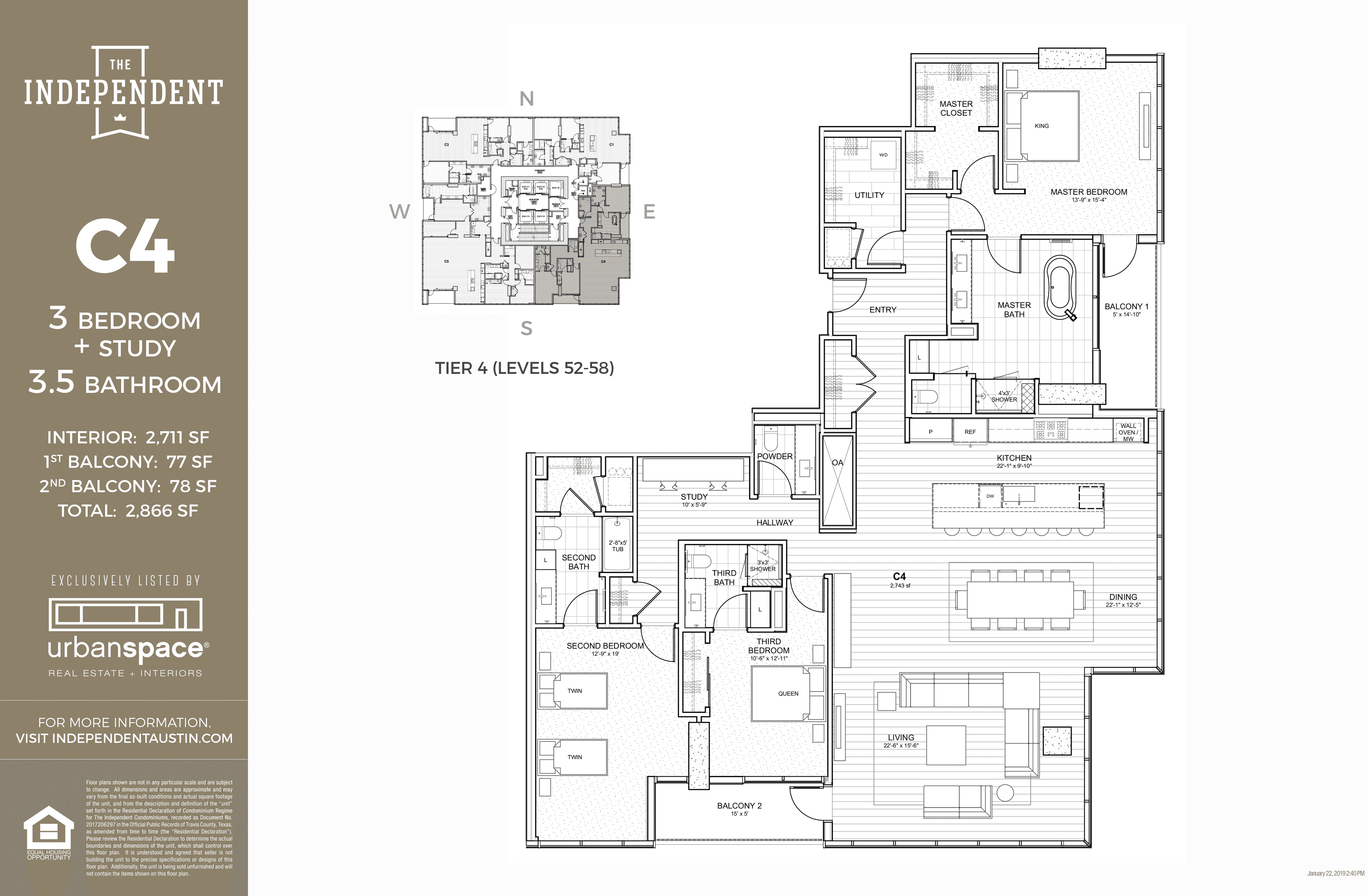 C4 floor plan — 3 bed, 2711 SF