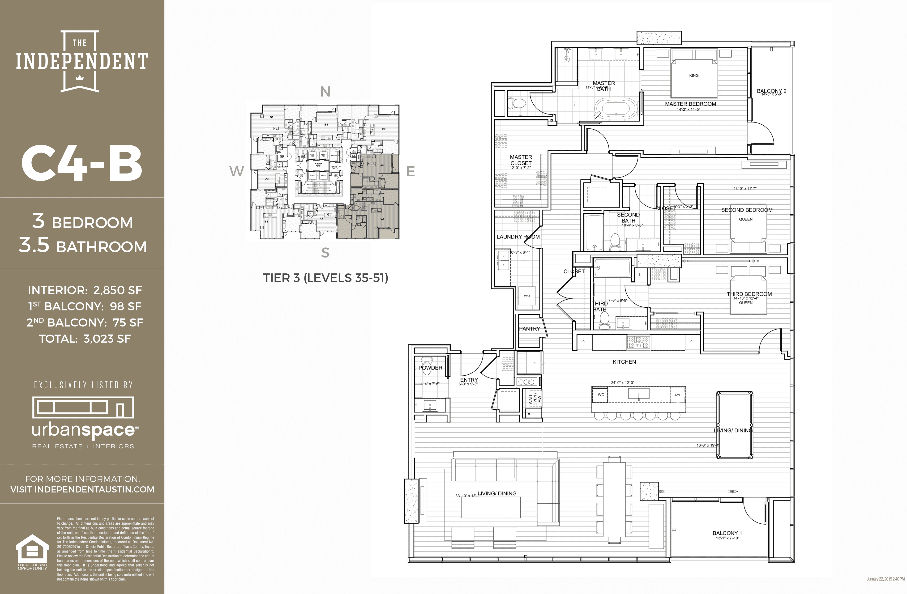 The Independent C4-B floor plan - 3 bed, 2850 SF