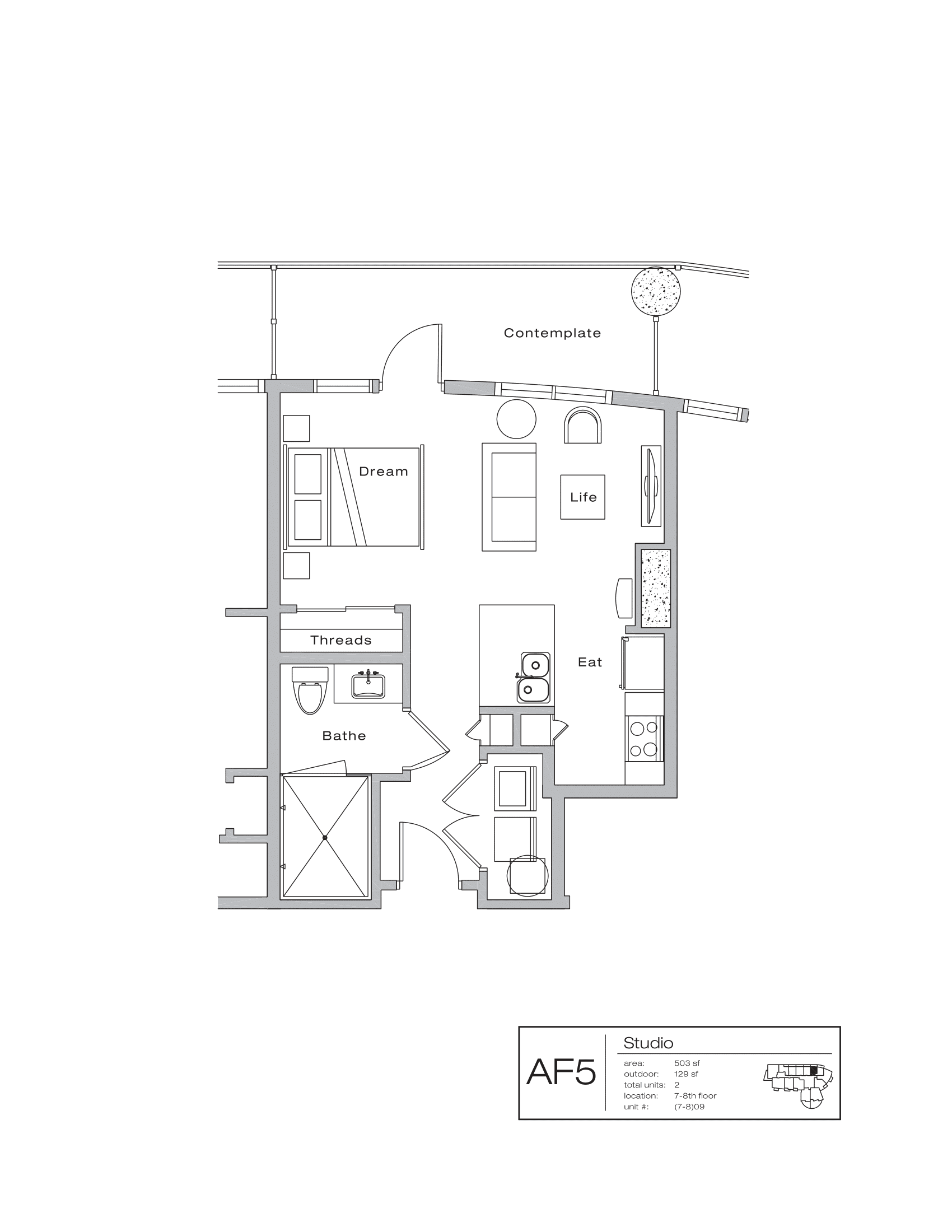 The Shore Condominiums AF-5 floor plan - 0 bed, 632 SF