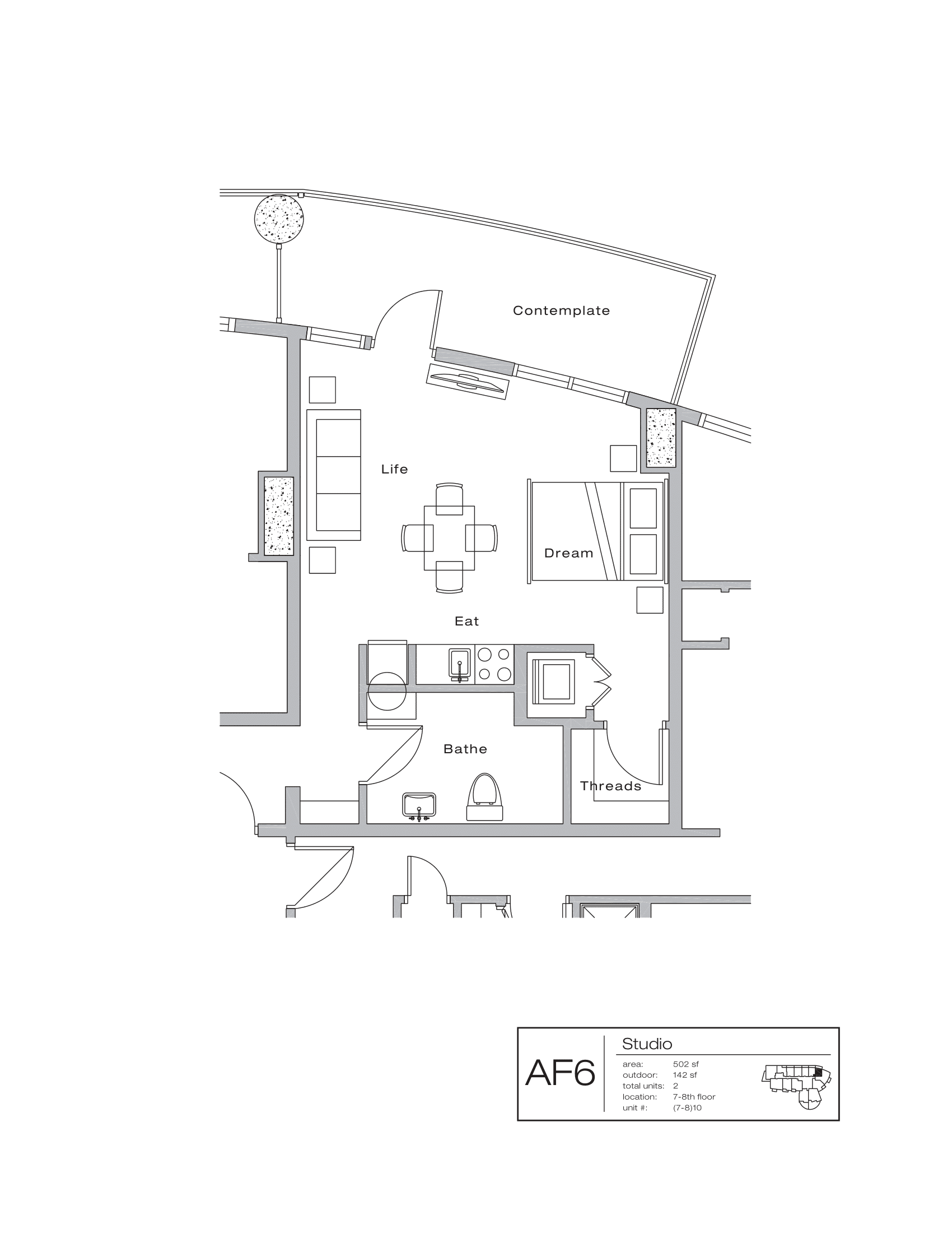 The Shore Condominiums AF-6 floor plan - 0 bed, 644 SF