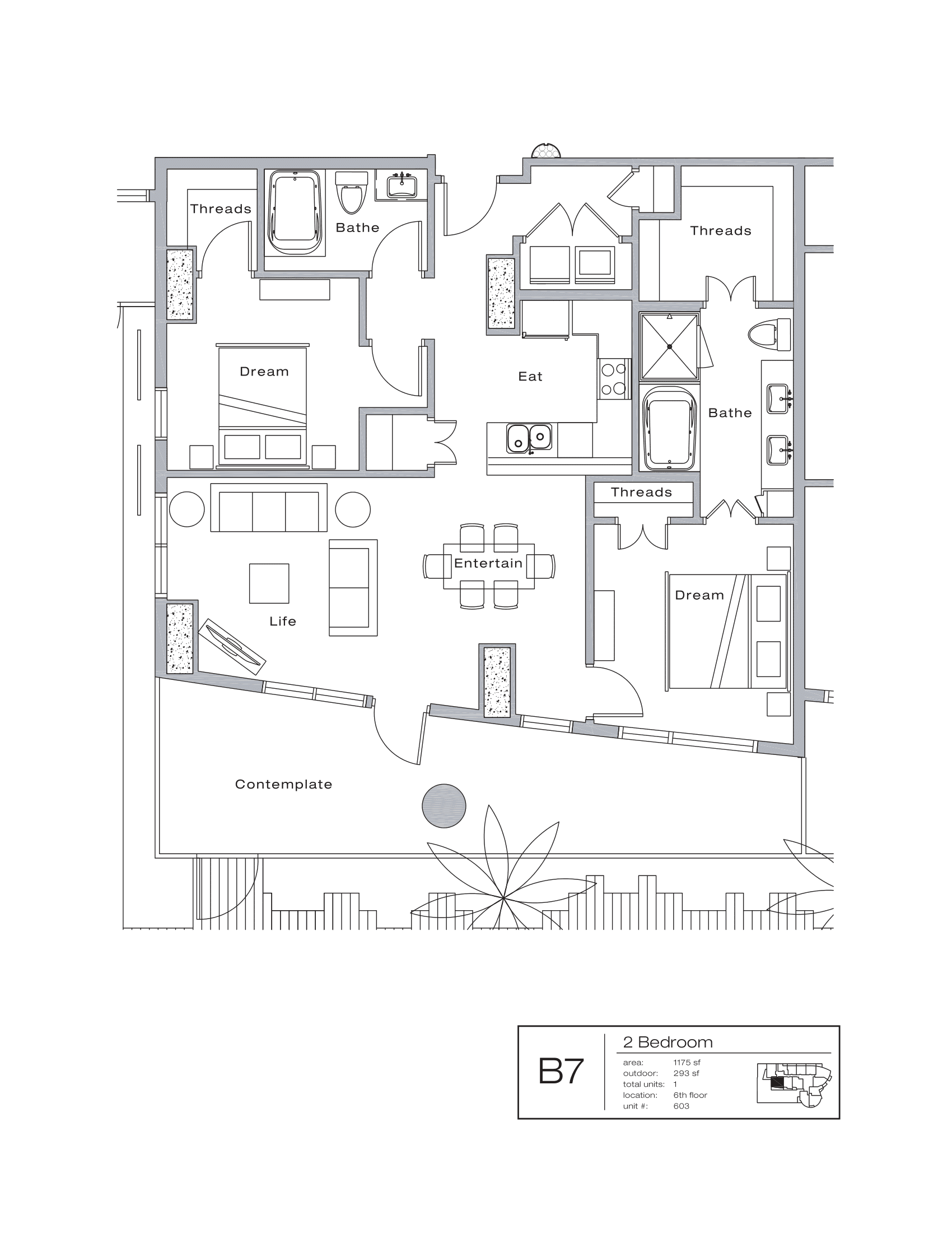The Shore Condominiums B7 floor plan - 2 bed, 1468 SF