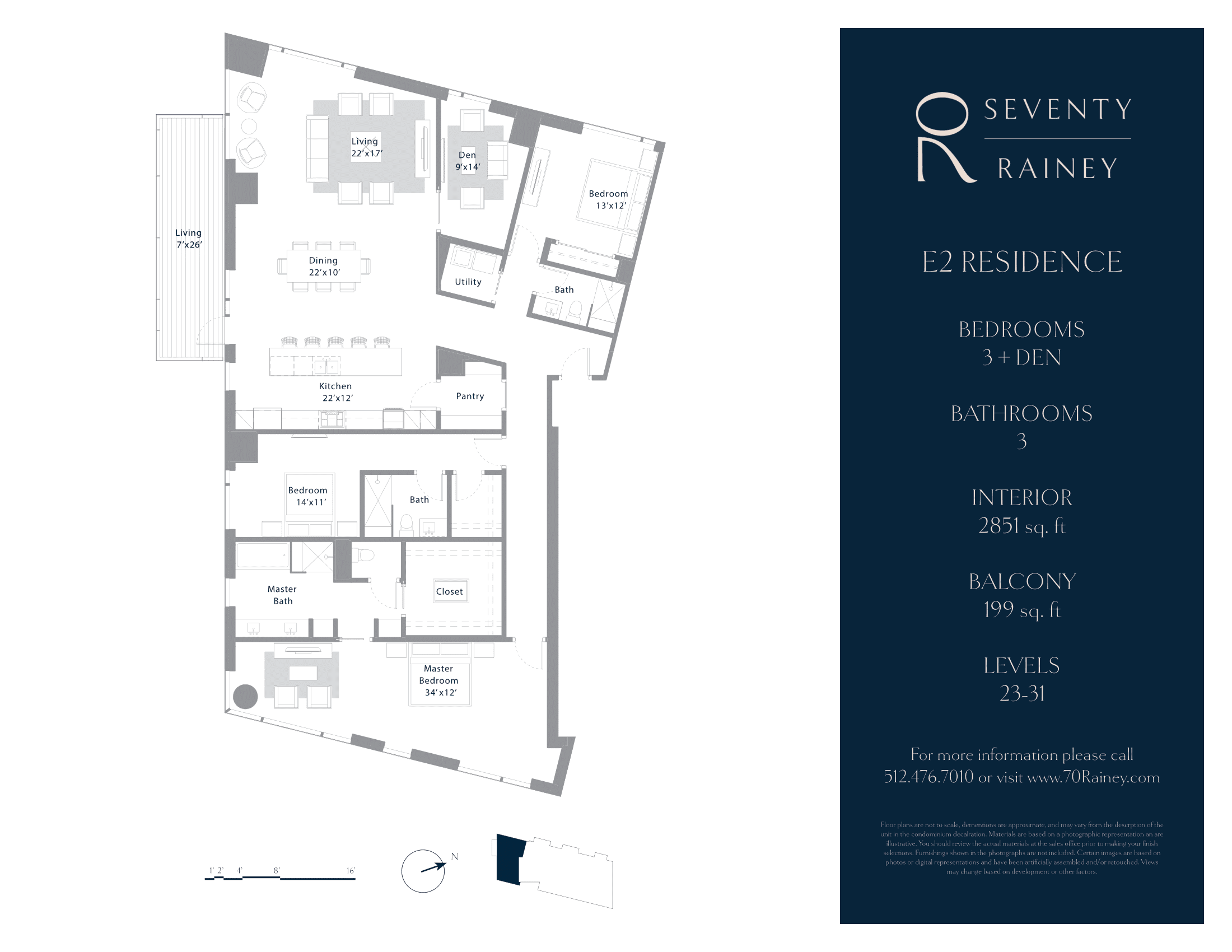 70 Rainey E2 floor plan - 3 bed, 2851 SF