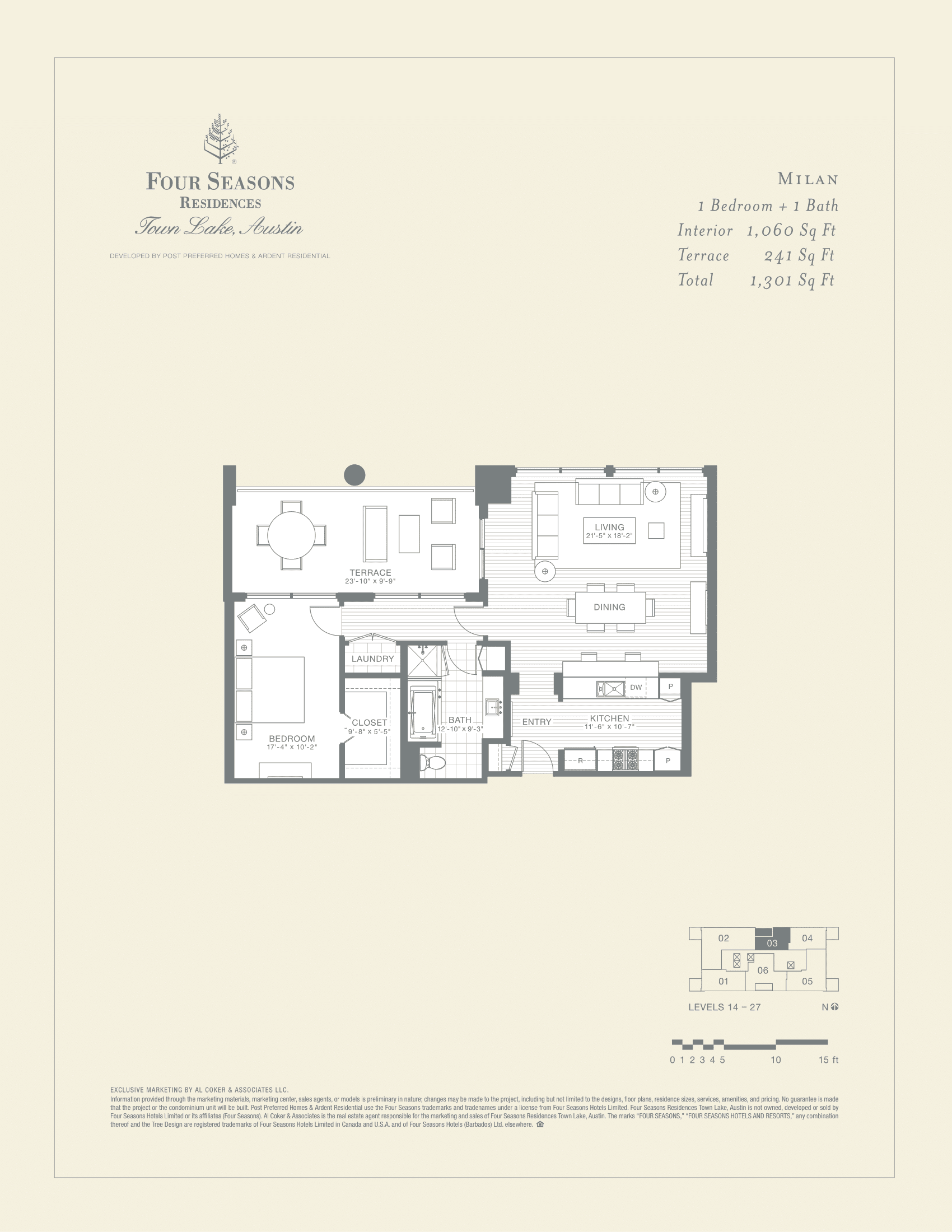 Four Seasons Residences MILAN floor plan - 1 bed, 1301 SF