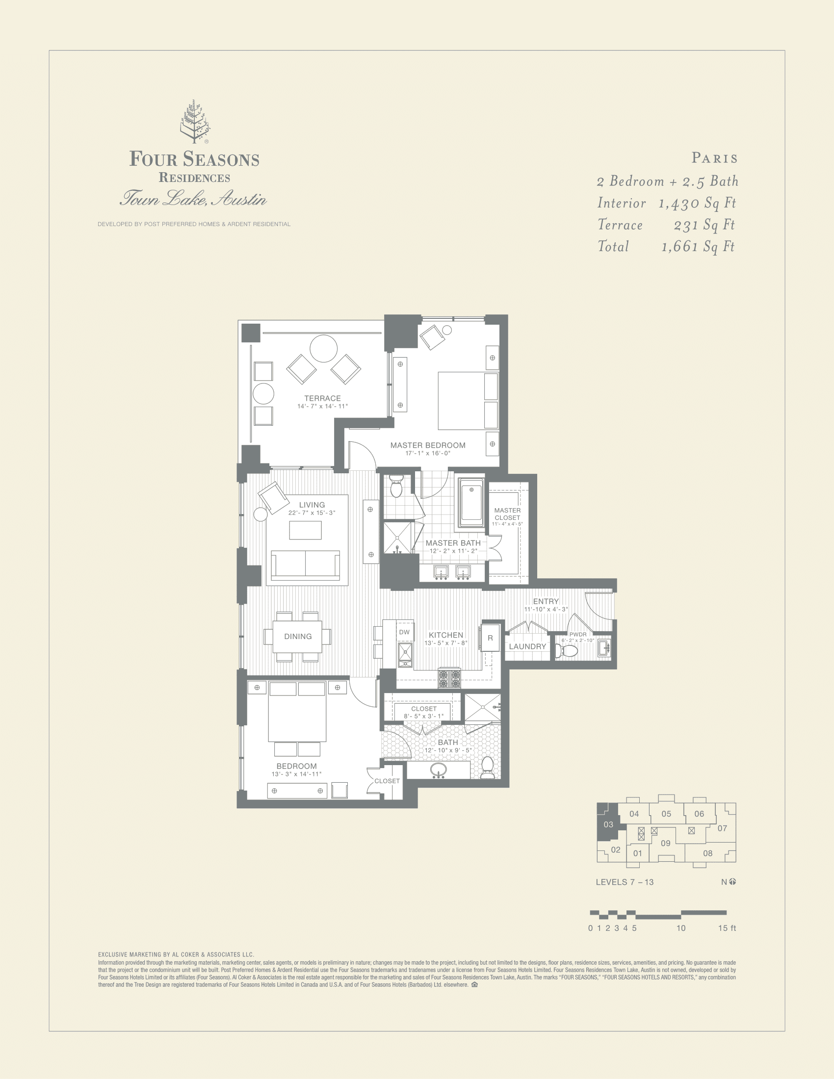 Four Seasons Residences PARIS floor plan - 2 bed, 1661 SF